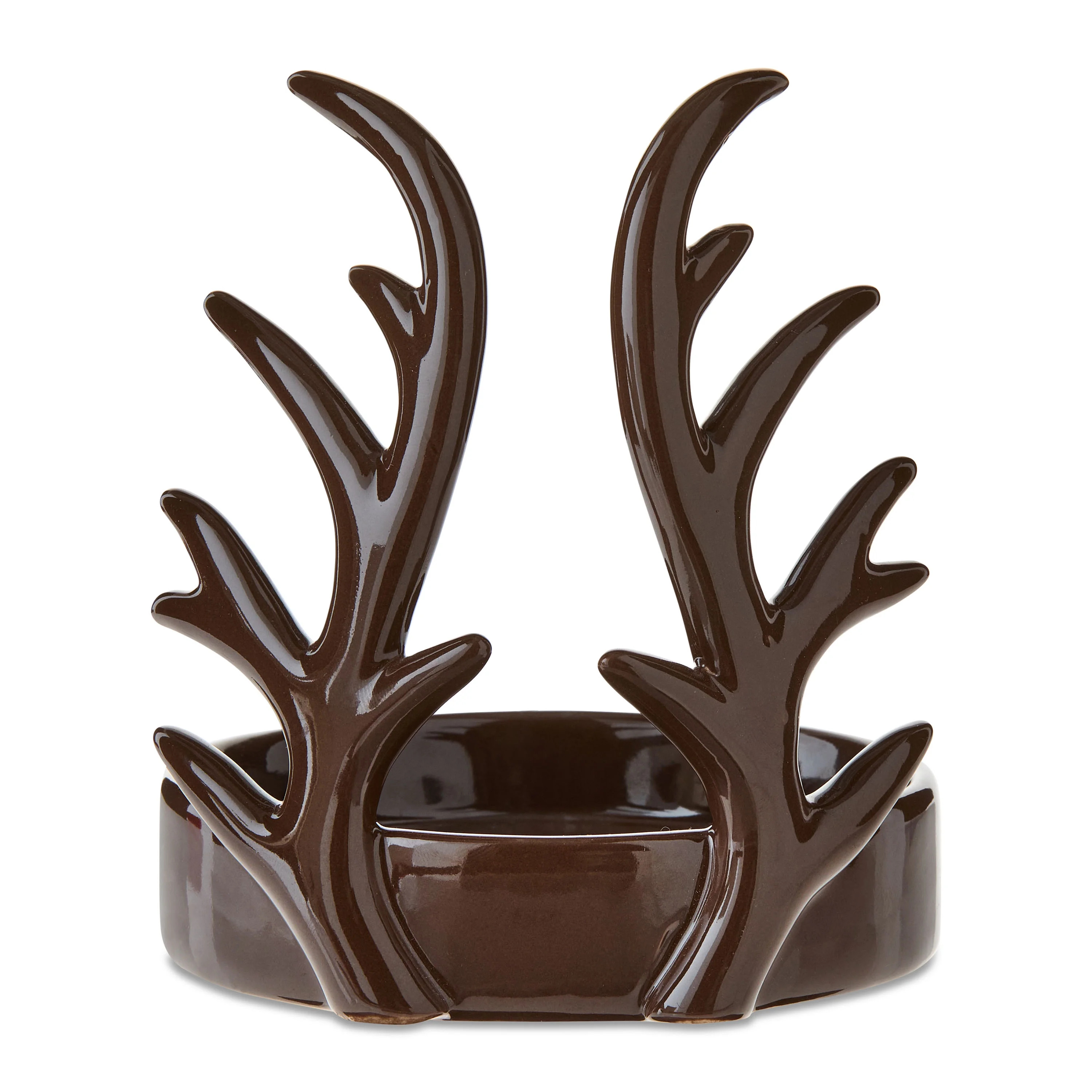 Large Brown Antler Ceramic Christmas Tealight Candle Holder, 5.25", by Holiday Time | Walmart (US)