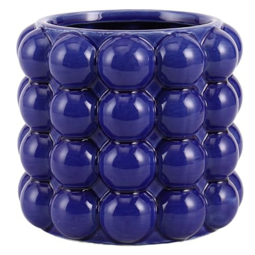 YANWE1 Blue Bubble Vase, Small Short Vase, Ceramic Flower Vases, Unique Decorative Vases for Flowers, Living Room, Bedroom, Office, Shelf, Coffee Table, 5 Inches | Amazon (US)
