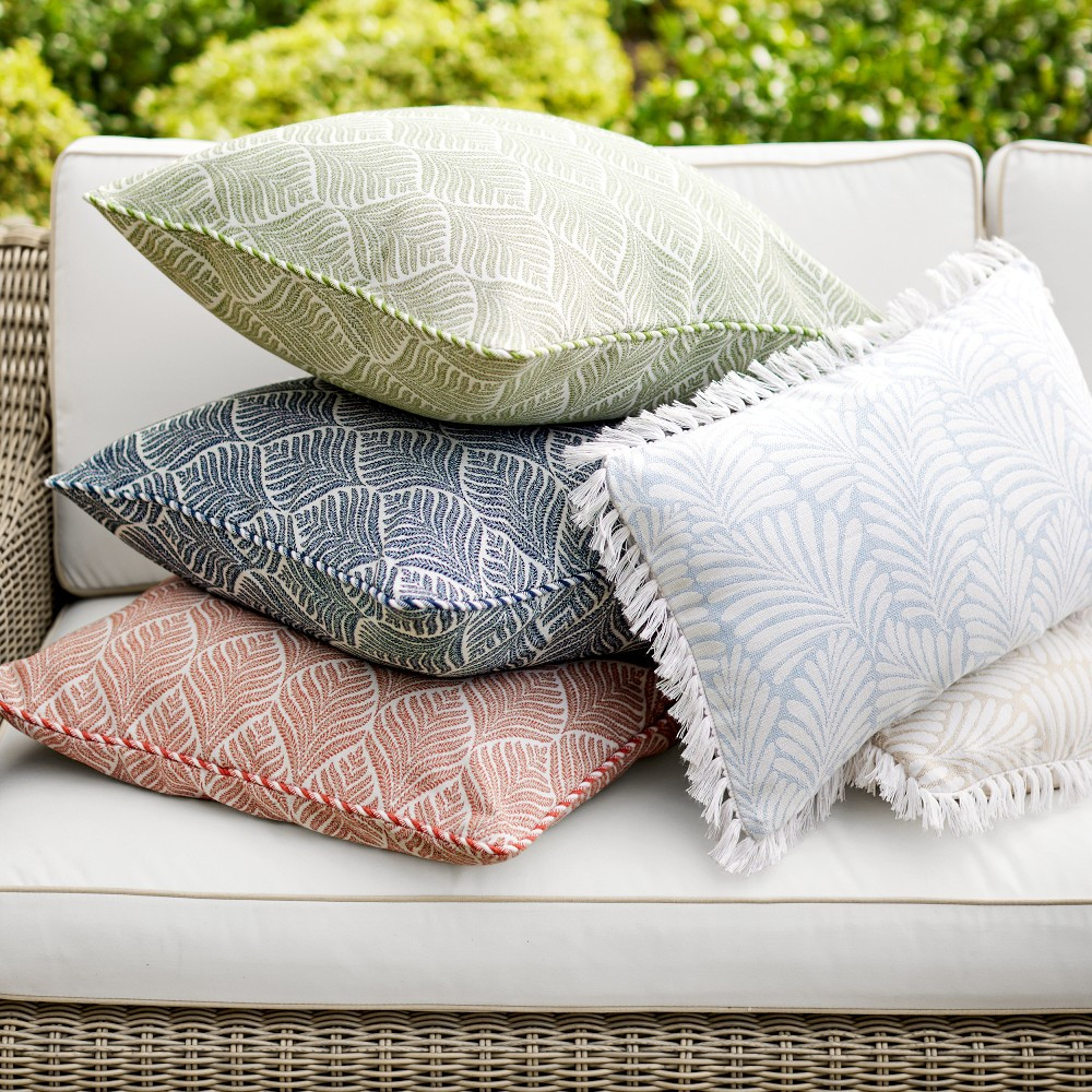 Frond Outdoor Pillow Cover, Light Blue | Williams-Sonoma