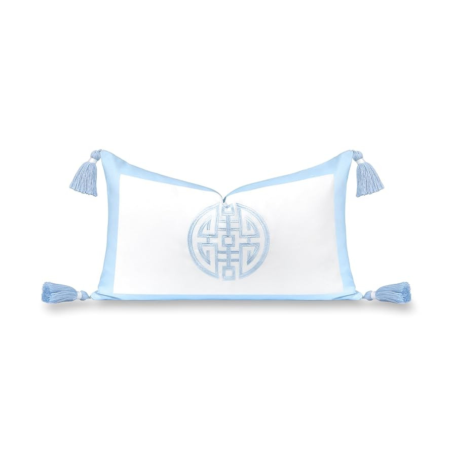 Hofdeco Premium Coastal Grandmillennial Patio Indoor Outdoor Lumbar Pillow Cover Only, 12"x20" Wa... | Amazon (US)