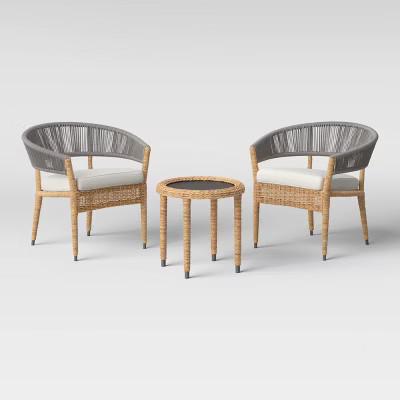 Wicker & Rope 3pc Patio Chat Set - Linen - Project 62™ | Target