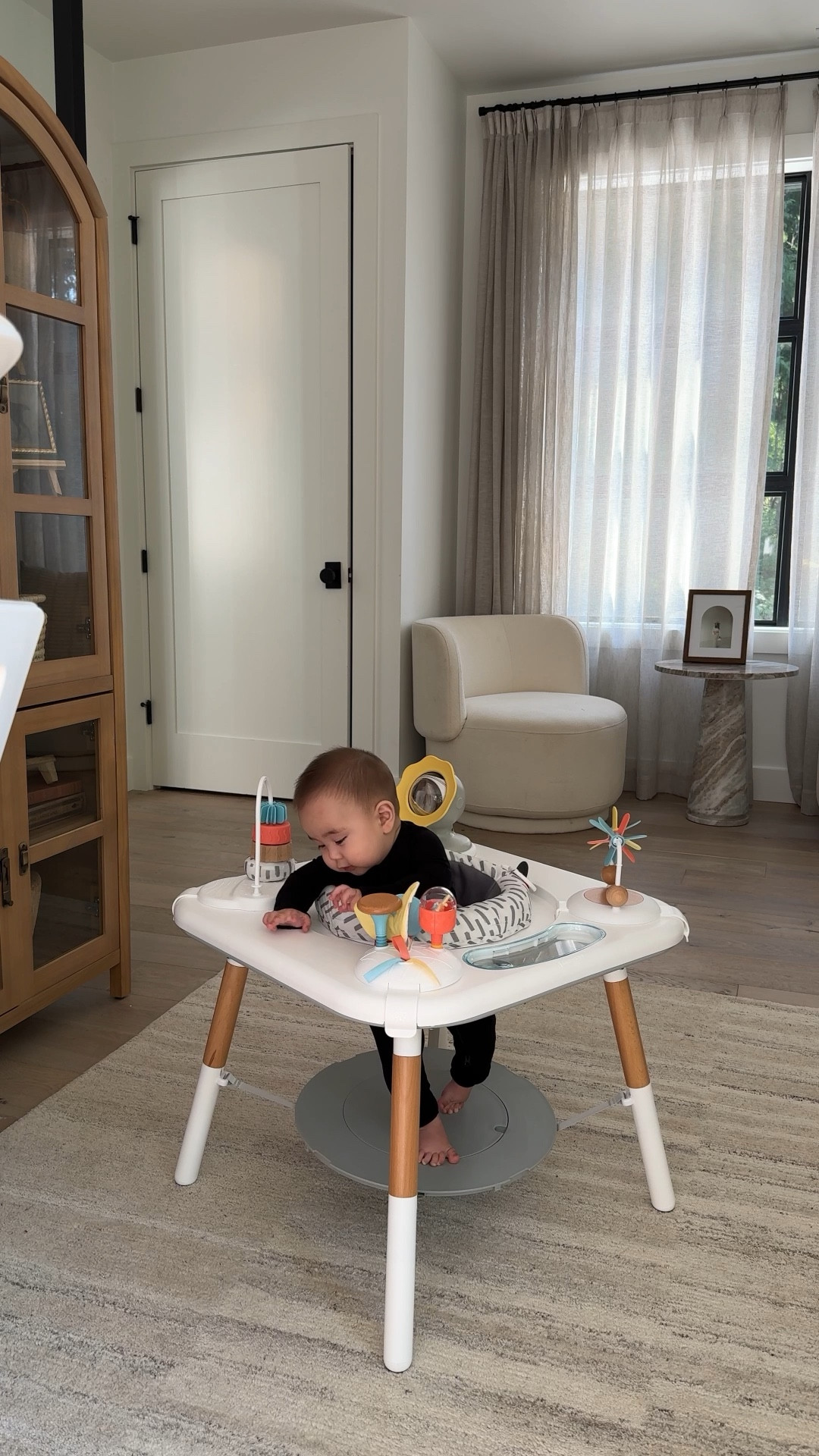 Another one of my most-used baby items for that in between stage before crawling! He was obsessed with sitting, swiveling, bouncing, and playing with a little toys and then you can convert it to a full play table. Talk about your moneys worth!