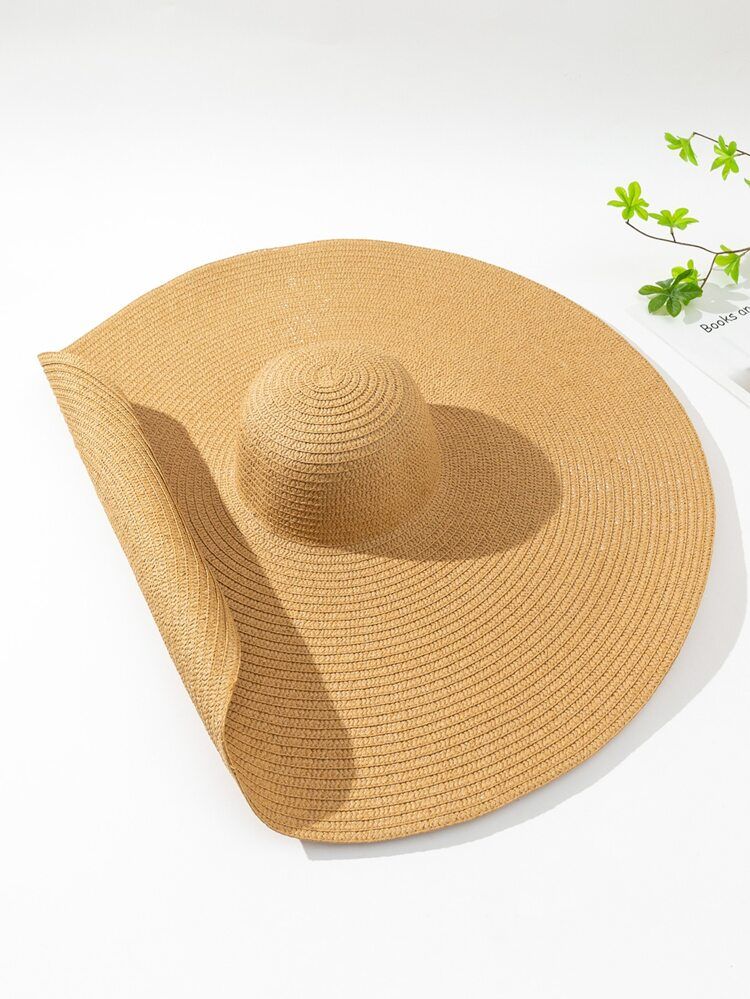 Wide Brim Oversized Beach Hats For Women Large Straw Hat UV Protection Foldable Sun Shade Hat
   ... | SHEIN