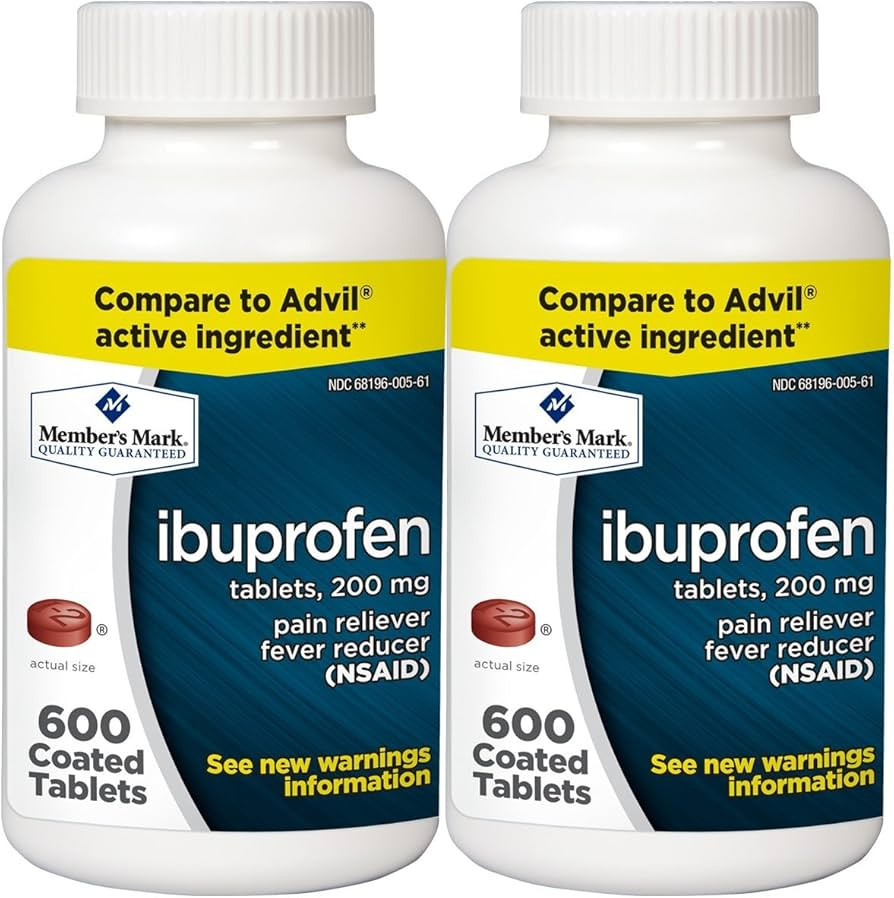 Member's Mark Ibuprofen Coated Tablets 200mg Pain Reliever Fever Reducer Nsaid (2 bottles (1200 t... | Amazon (US)