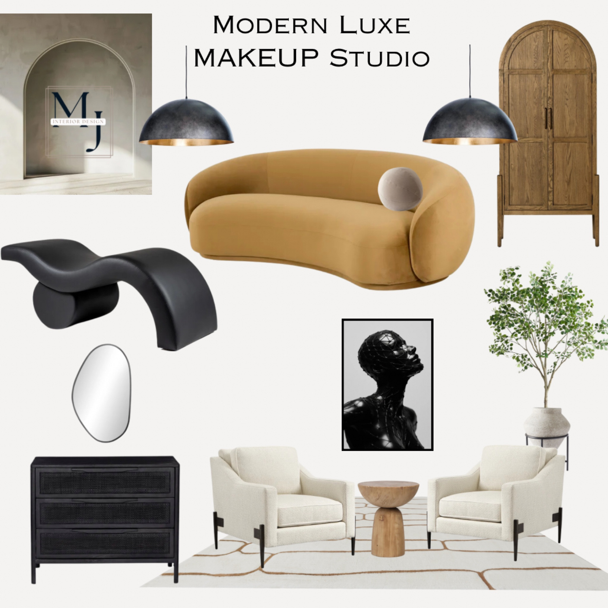 Concept Board for a Modern Luxe Makeup Studio. Would you want to get your makeup and lashes done here? 

#LTKHome #LTKStyleTip #LTKBeauty