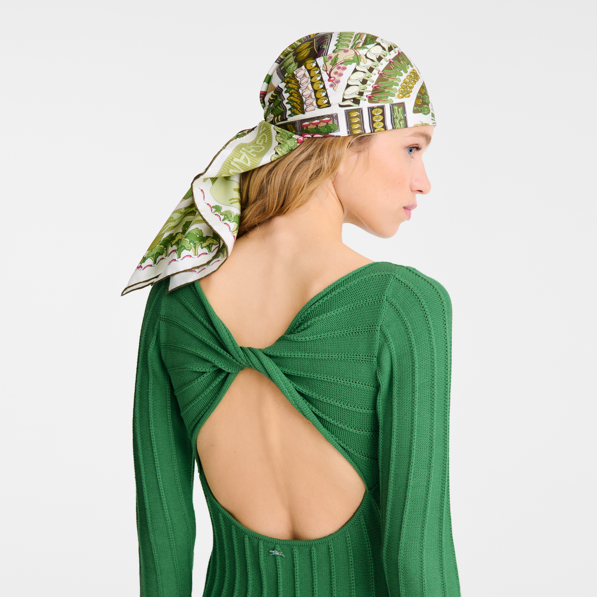 Longchamp Vegetable Garden Zijden sjaal 90 Kaki - Zijde | Longchamp BE | Longchamp