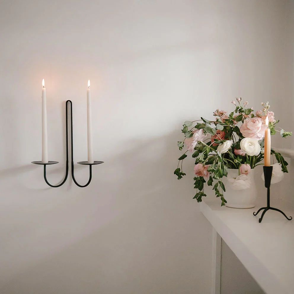 Hand Forged Iron Candle Holder - Double Arm | Roan Iris