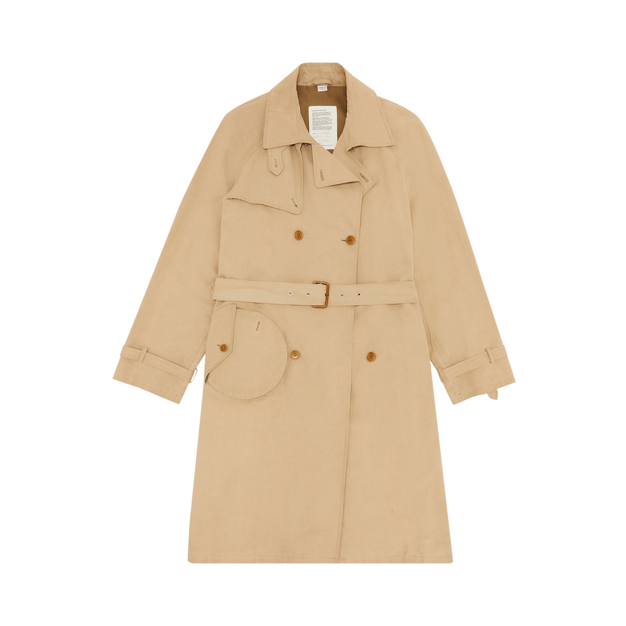 Hussein Chalayan Vintage Hussein Chalayan Double Breasted Belted Trench Coat 'Khaki' | GOAT