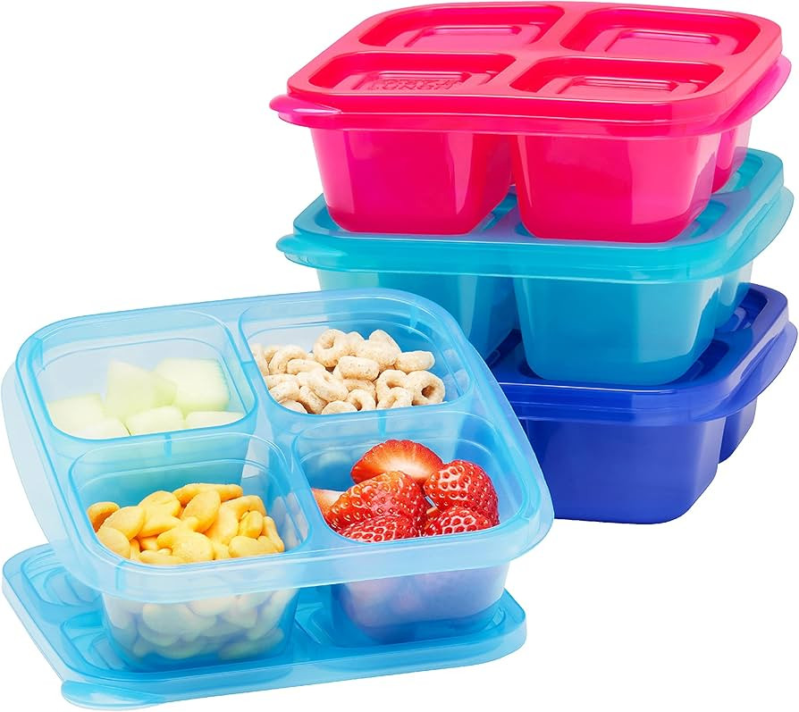 EasyLunchboxes - Bento Snack Boxes - Reusable 4-Compartment Food Containers for School, Work and ... | Amazon (US)
