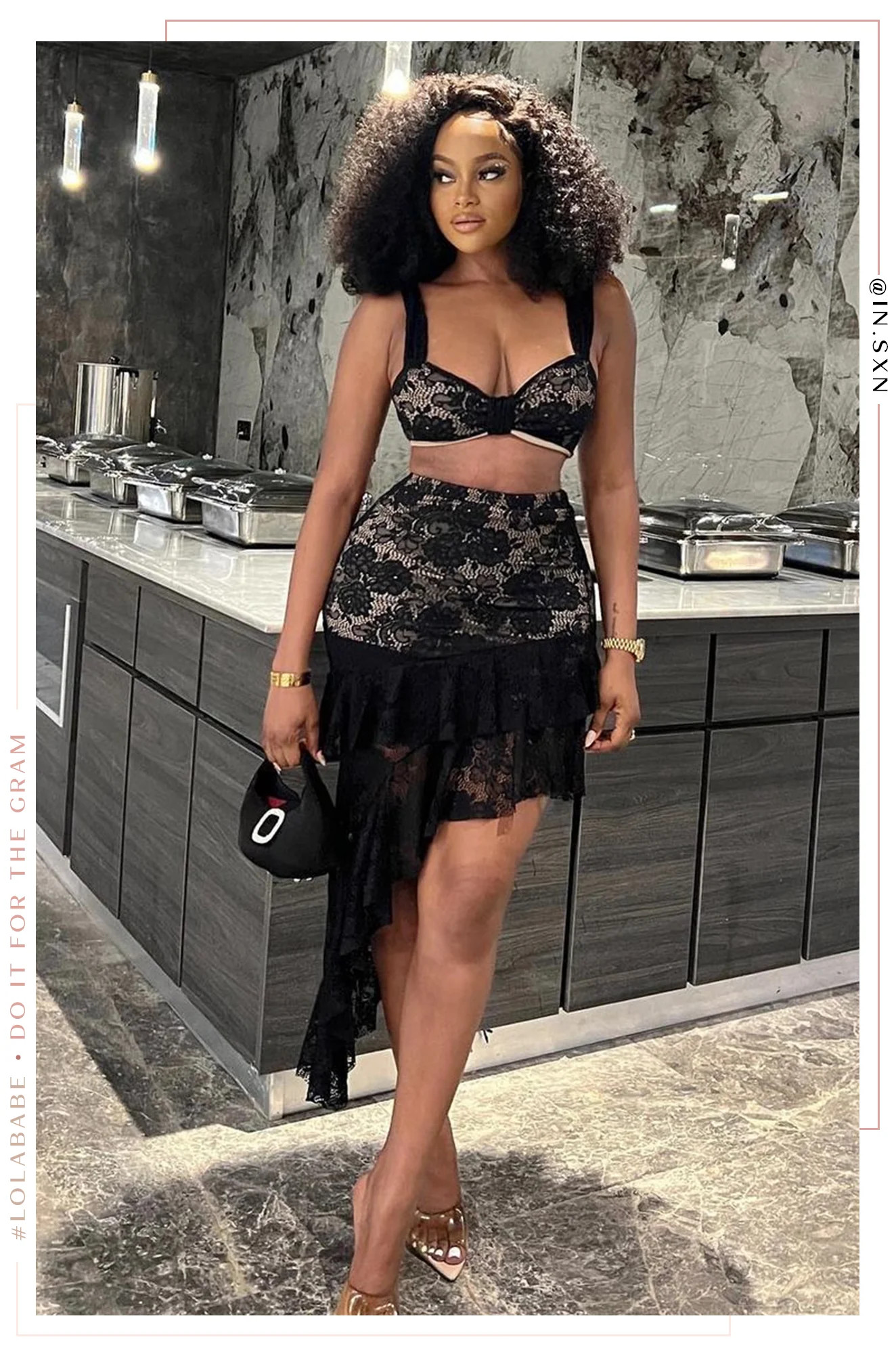 Miss Lola | See You Tonight Black Two Piece Lace Set | MISS LOLA