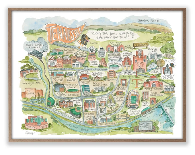 Alabama Tuscaloosa Map Watercolor Art Print Football | Etsy (Global)