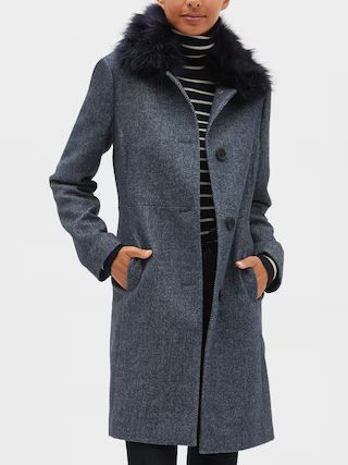 Faux Fur Collar Tailored Coat | Banana Republic Factory