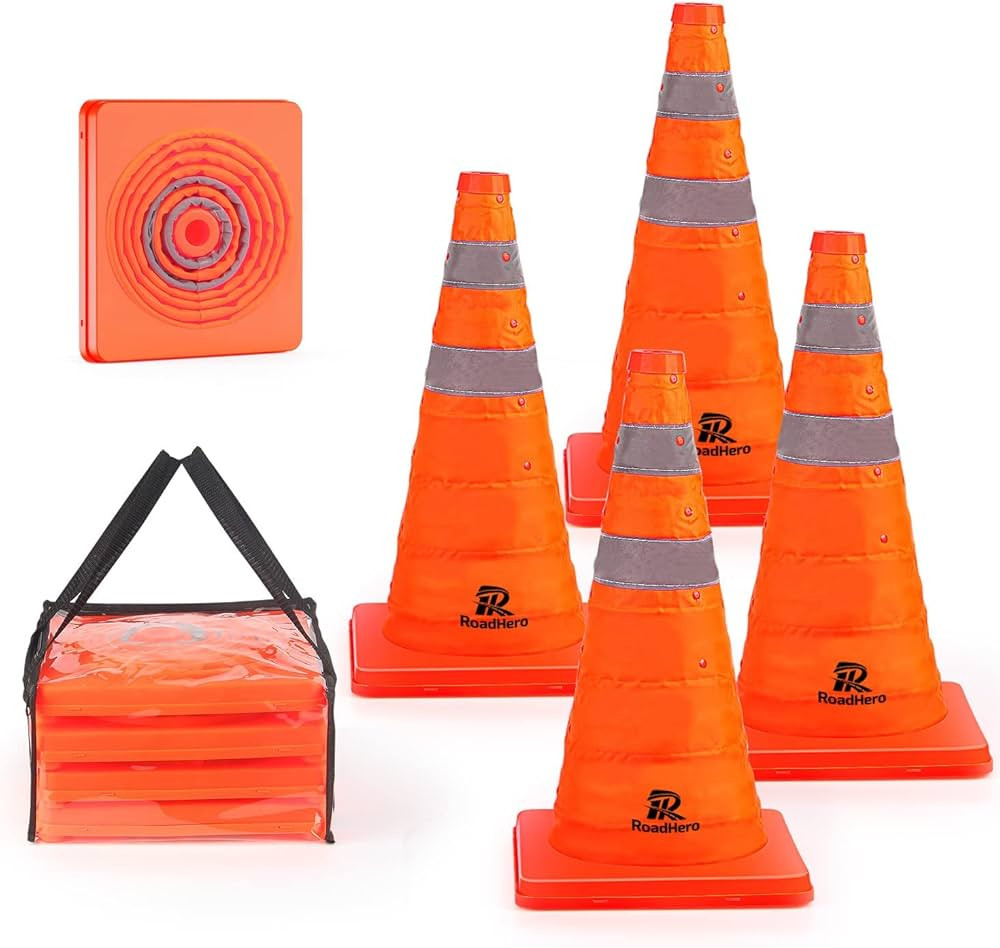 RoadHero 18 Inch 4 Pack Collapsible Traffic Safety Cones, Multi Purpose Pop-up Cones with Reflect... | Amazon (US)