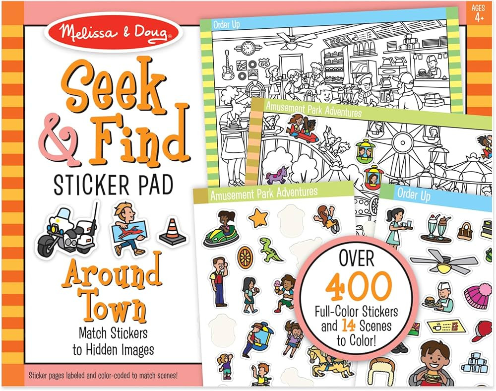 Melissa & Doug Seek and Find Sticker Pad – Around Town (400+ Stickers, 14 Scenes to Color) Sear... | Amazon (US)