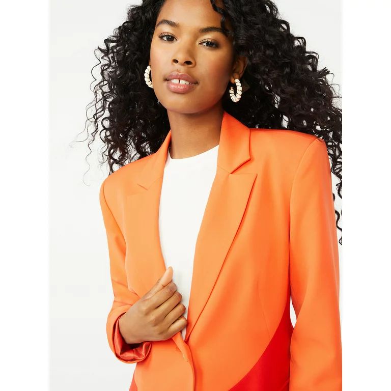 Scoop Women's Long Sleeve Color Block Blazer - Walmart.com | Walmart (US)