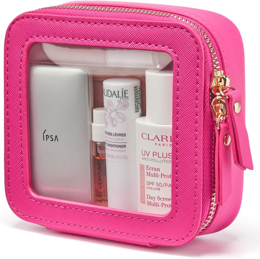 Popvibe Clear Makeup Bag Travel Cosmetic Case Transparent Toiletry Bag with Zipper, Portable Make... | Amazon (US)