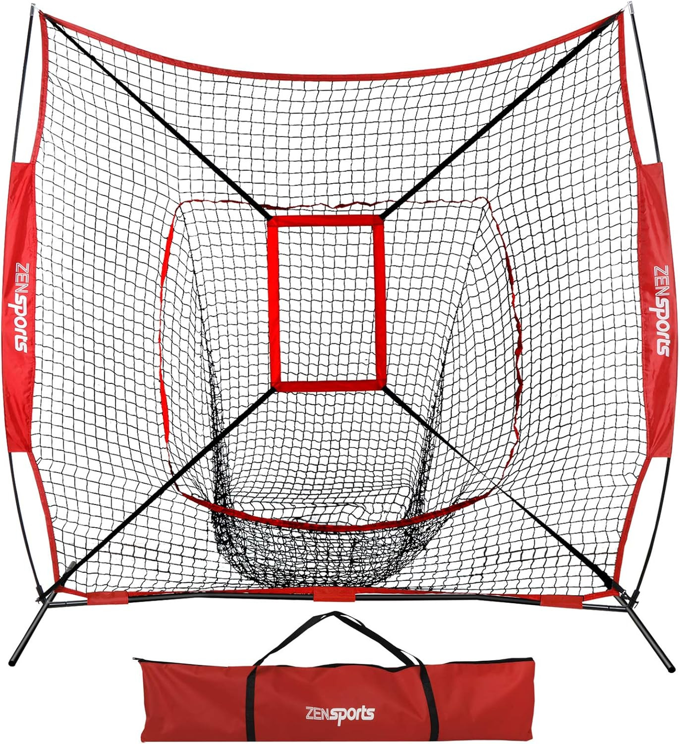 ZENY 7'×7' Baseball Softball Practice Net w/Strike Zone Hitting Batting Catching Pitching Traini... | Amazon (US)