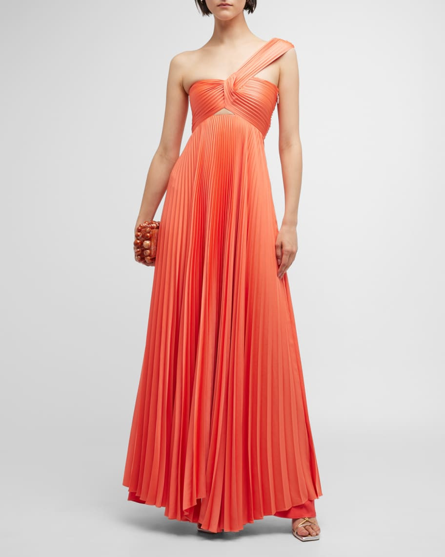 A.L.C. Nessa Pleated One-Shoulder Maxi Dress | Neiman Marcus