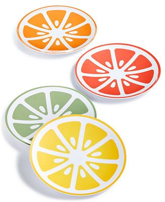 Martha Stewart Collection Citrus Melamine Appetizer Plates, Set of 4, Created for Macy's & Review... | Macys (US)