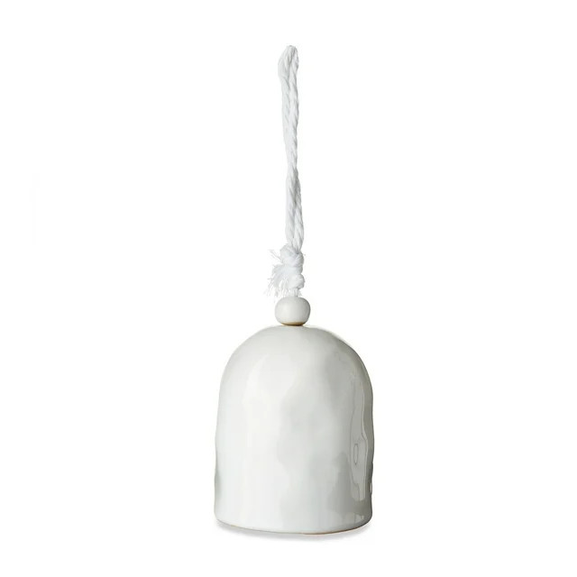 White Ceramic Christmas Bell Decoration with Rope Hanger, 4.75", by Holiday Time | Walmart (US)