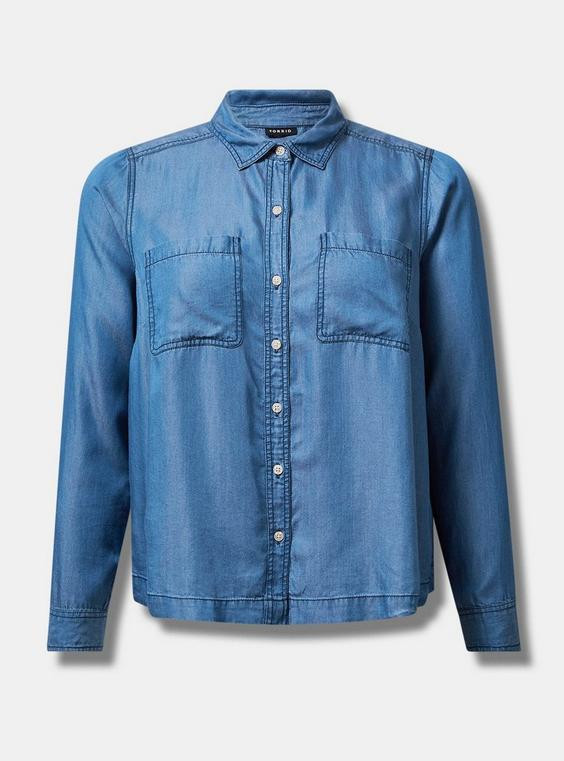 Chambray Two Pocket Button Up Shirt | Torrid (US & Canada)