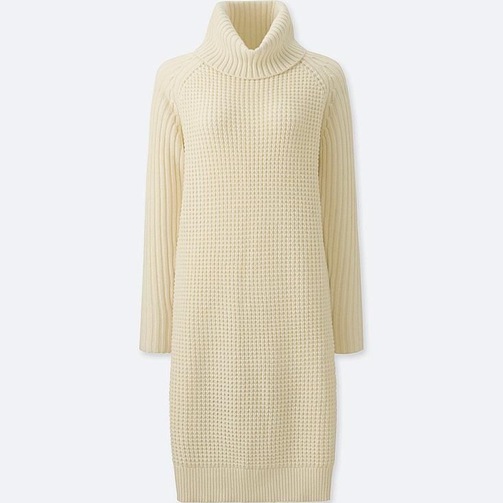 UNIQLO Women's Low Gauge Knit Waffle Dress, Off White, XS | UNIQLO (US)