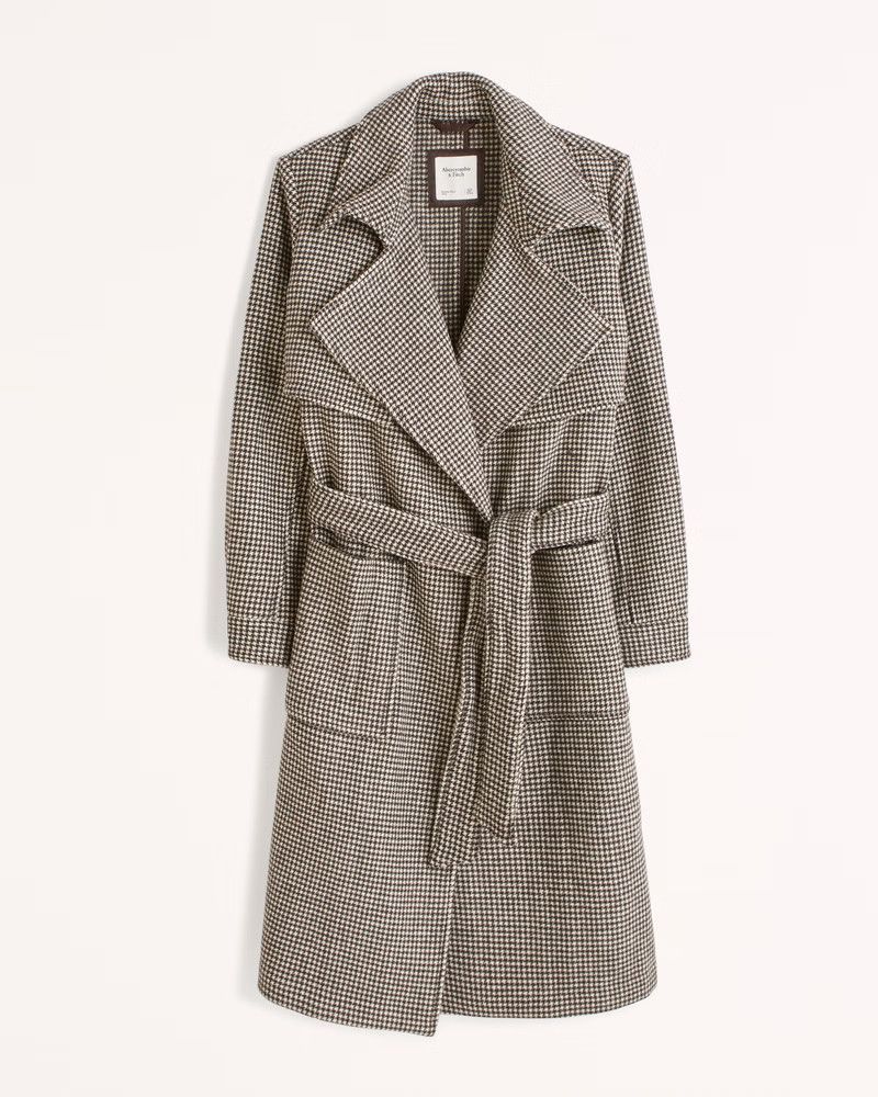 Wool-Blend Trench Coat | Grey Coat | Winter Coat Coats | Winter Coat Womens | Abercrombie & Fitch (US)