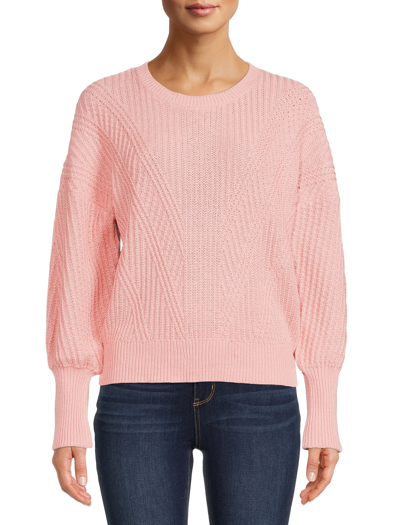 Time and Tru Women's Mixed Rib Sweater - Walmart.com | Walmart (US)