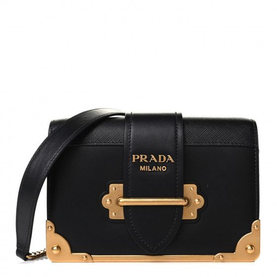 PRADA City Calf Saffiano Cahier Bag Black | Fashionphile