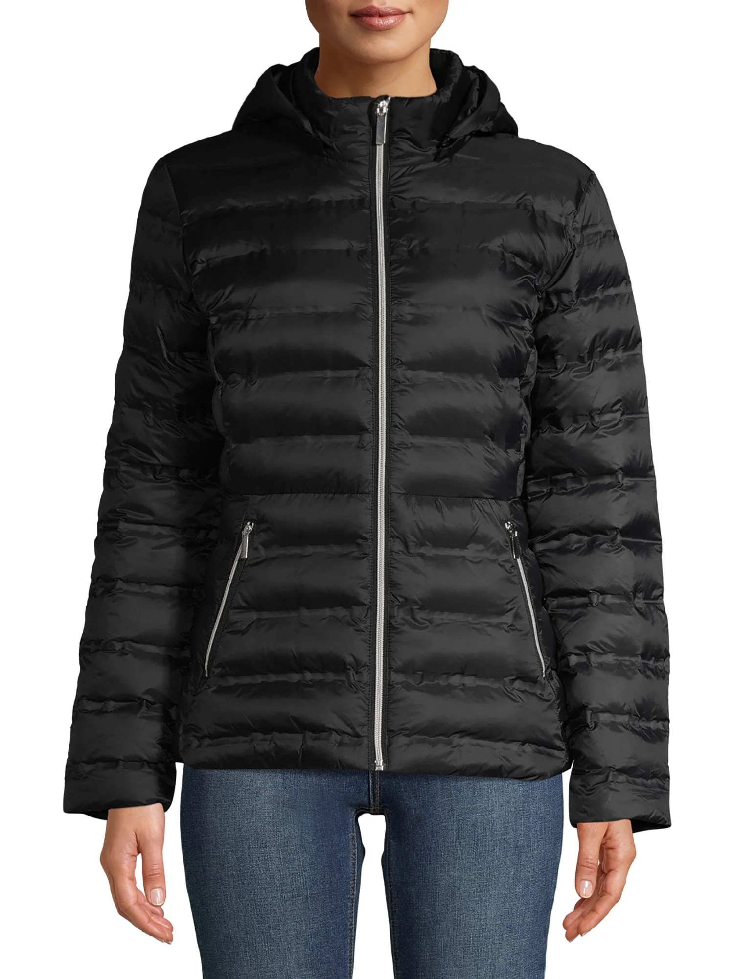 Time and Tru Women's Packable Puffer Jacket with Hood | Walmart (US)