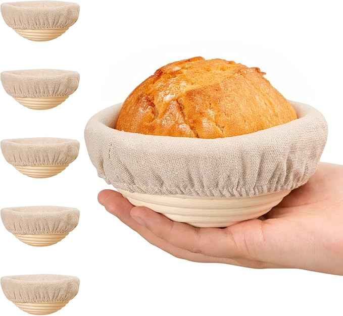 5 Inch Banneton Bread Proofing Basket Set of 6, Kikcoin Mini Sourdough Bread Baking Supplies, Sma... | Amazon (US)