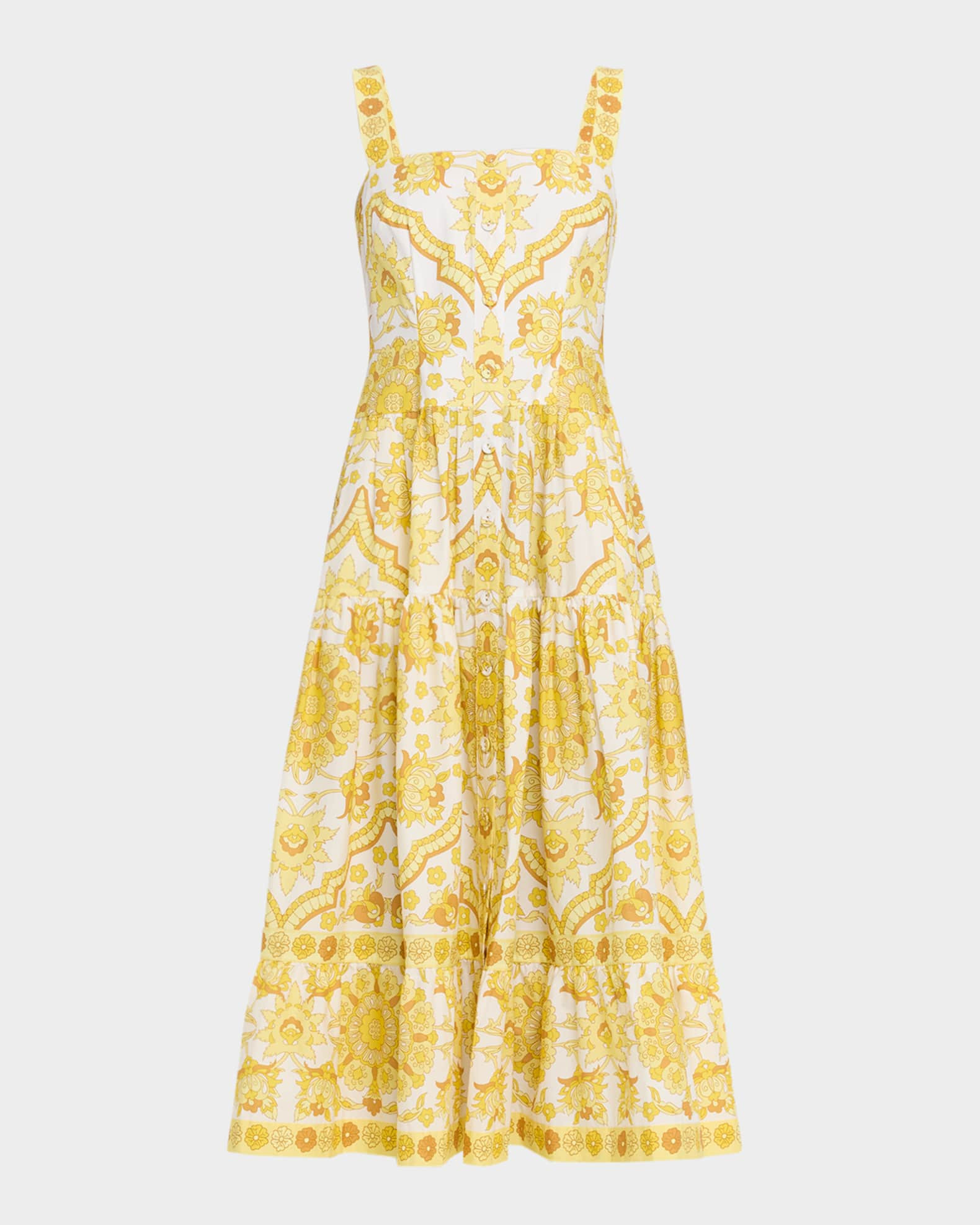 Margarita Sleeveless Tiered Midi Dress | Neiman Marcus