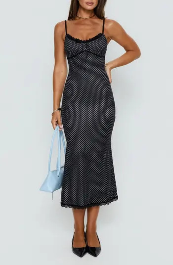 Princess Polly Delaney Polka Dot Lace Trim Dress | Nordstrom | Nordstrom