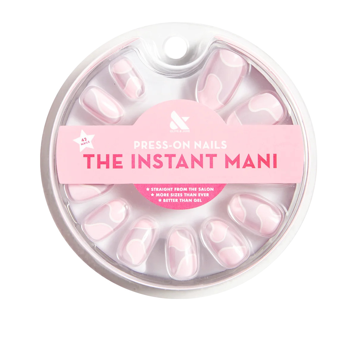 Olive & June Press-on Artificial Nails, Round Short, Groovy Swirl, Pink, 42 ct - Walmart.com | Walmart (US)