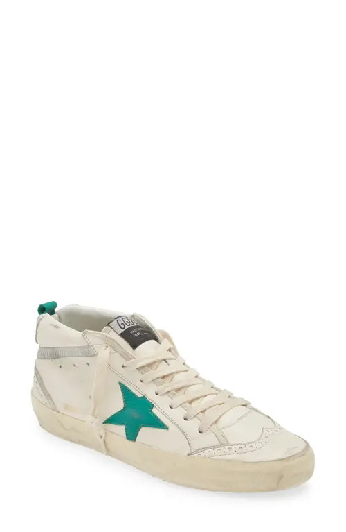 Golden Goose Mid Star Sneaker in White/Green at Nordstrom, Size 5Us | Nordstrom