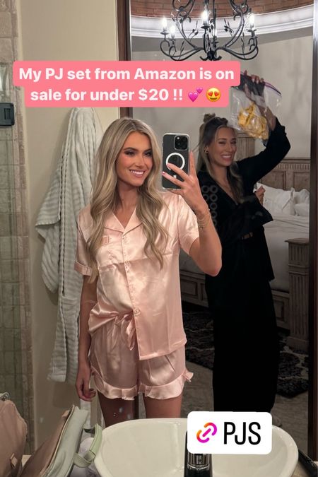 Pink silk / satin Amazon pjs on sale, 
Bachelorette party 
Bridesmaids 
Game night 
Pajamas under $20 
Amazon finds 

#LTKwedding #LTKtravel #LTKfindsunder50