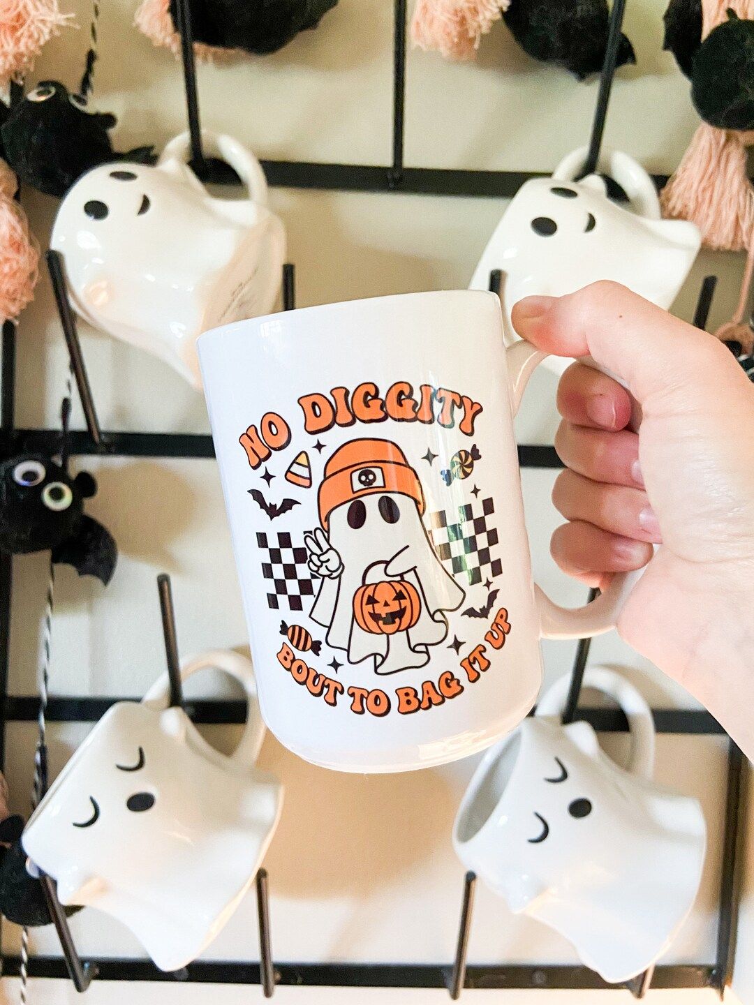 Ghost Mug, Retro Halloween Mug, Candy Mug, Trick or Treat Mug, Halloween Mug, Coffee Mug, Hallowe... | Etsy (US)