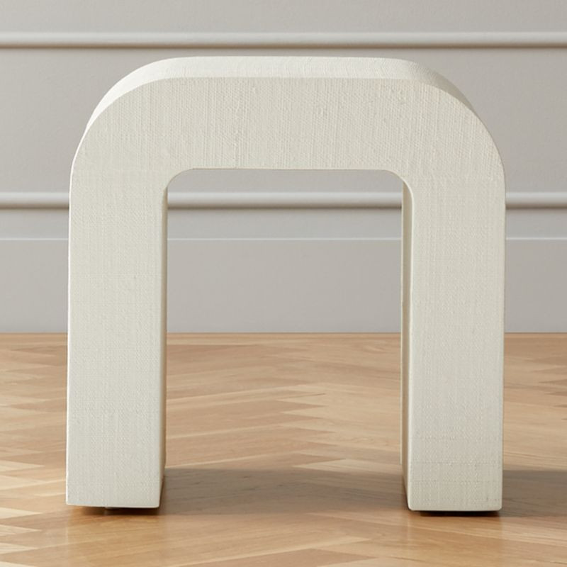 Horseshoe Ivory Lacquered Linen Side Table + Reviews | CB2 | CB2
