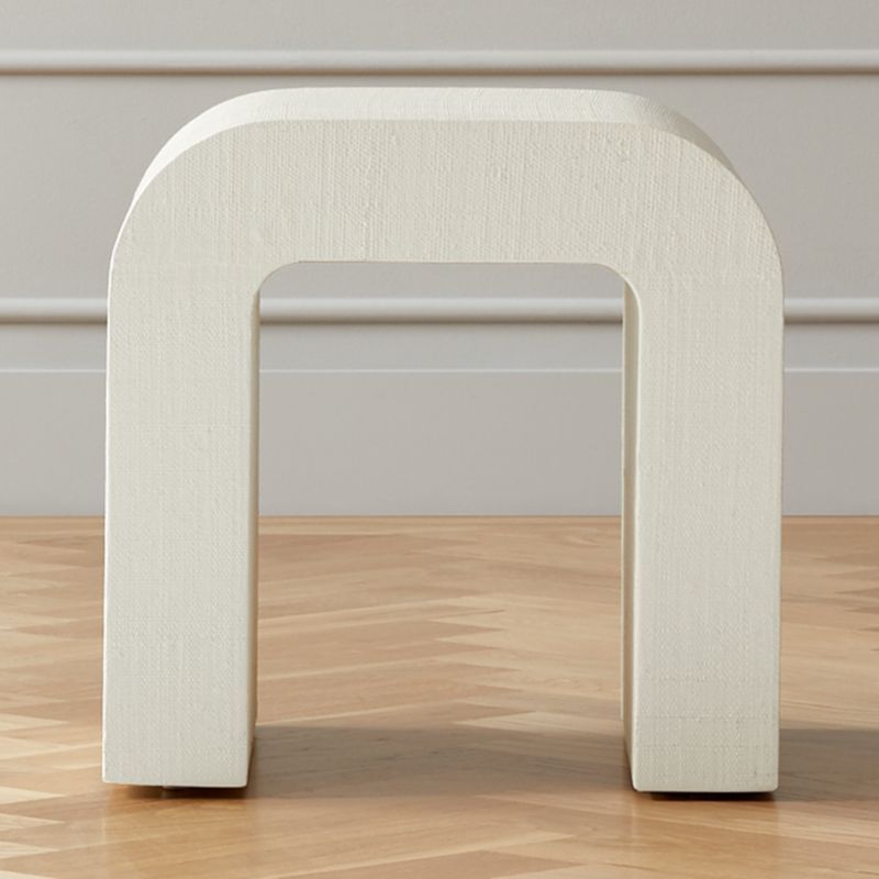 Horseshoe Ivory Lacquered Linen Side Table + Reviews | CB2 | CB2