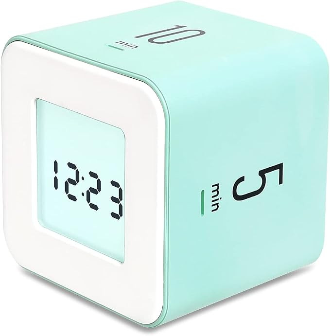 mooas Multi Cube Timer Clock (Mint) Rotating Flip Gravity Sensor Time Management Digital LED Cloc... | Amazon (US)