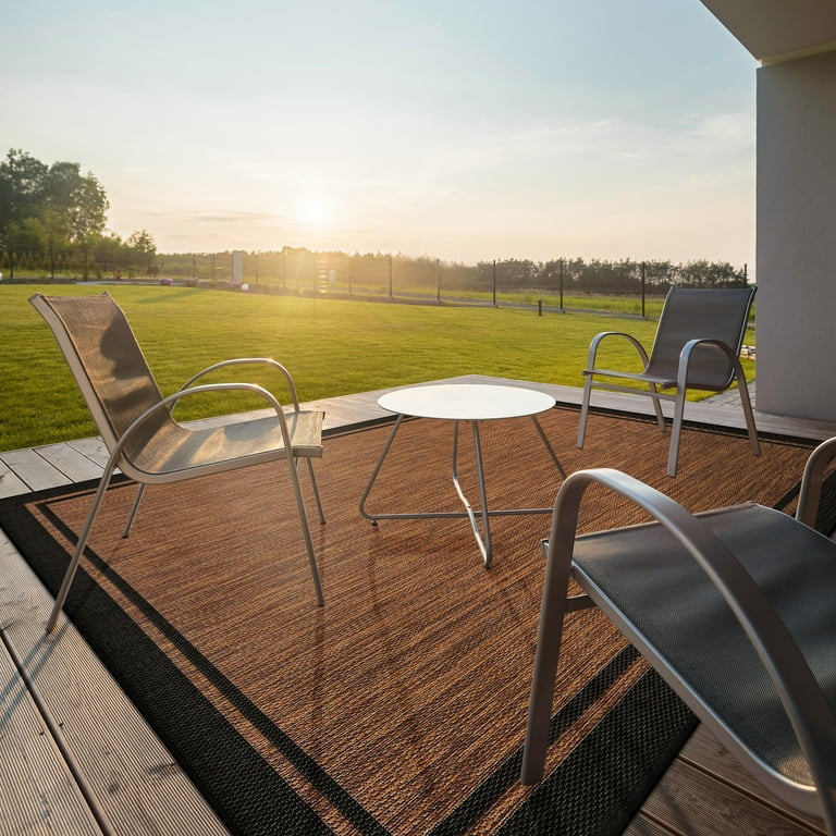 CAMILSON Summer Bordered, Washable Outdoor Indoor Area Rug, Nut Brown, 8x10 | Walmart (US)