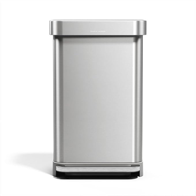 simplehuman Rectangular Step Can, 45L / 12 Gallon Kitchen Trash Can, Liner Rim System, Liner Pock... | Amazon (US)