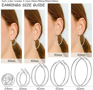 4 Pairs Stainless Steel Hoop Earrings Set for Women Hypoallergenic | Amazon (US)