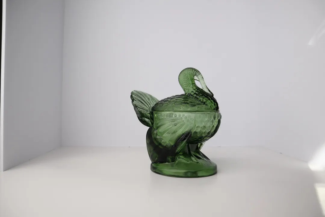 Vintage L.E. Smith Green Glass Turkey Candy Dish, Thanksgiving Decor - Etsy | Etsy (US)