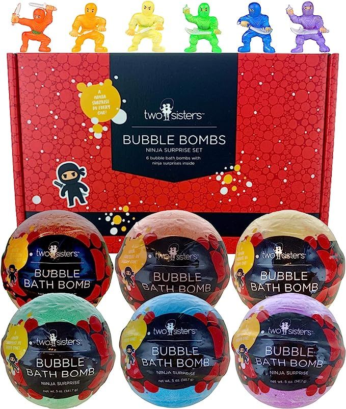 Two Sisters Ninja Bath Bombs for Kids | 6-Pack Set Bubble Bath Balls with 6 Fruity Scents | Fizze... | Amazon (US)