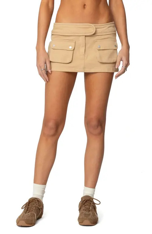 EDIKTED Mavis Cotton Cargo Miniskort in Beige at Nordstrom, Size Small | Nordstrom