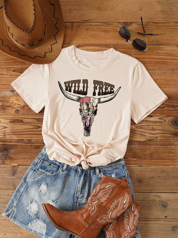 Bull & Letter Graphic Tee | SHEIN