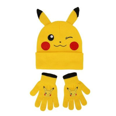 Pokemon Pikachu Youth 2-Piece Knit Beanie and Gloves Set - Yellow | Macy's