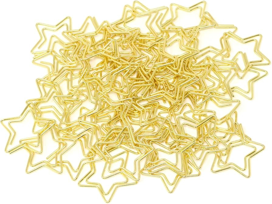 yueton 50PCS Golden Star Shape Paper Clips Cute Five Pointed Star Paper Clips Funny Bookmarks Cli... | Amazon (US)