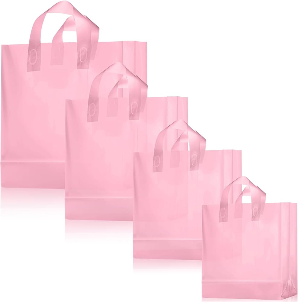 100 Pcs Frosted Plastic Gift Bags with Handles for Small Business Clear Shopping Bags with Cardbo... | Amazon (US)